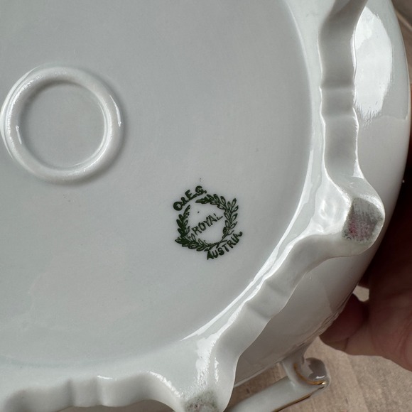 Antique O&EG Royal Austria Hand Painted Porcelain‎ Footed Bowl 8" - Picture 3 of 7